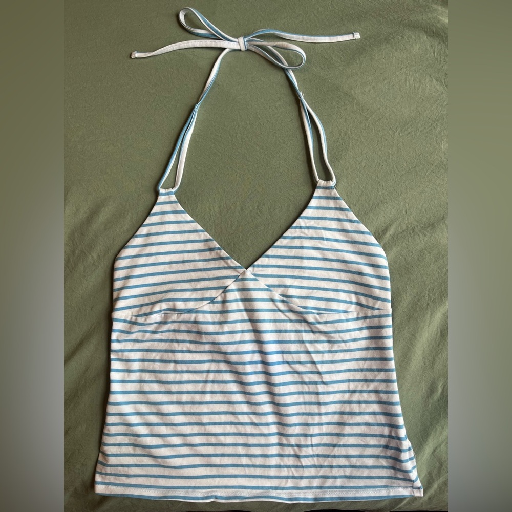 Wild Fable Blue and White Striped Halter Top — Size Medium!!